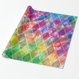 Papel De Presente Neon Tie Dye Watercolor Harlequin