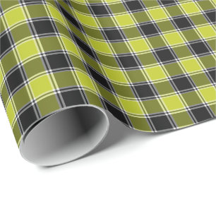 Papel De Presente Neon Yellow e Black Checking Xadrez