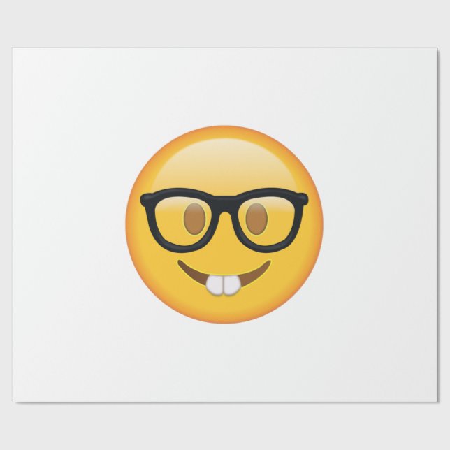 Papel De Presente Nerd com Óculos - Emoji (Aberto)