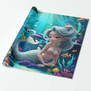 Papel De Presente Nerina – A Gentil Sereia dos Sonhos de Coral. 