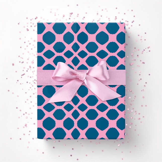 Papel De Presente Netta Twist Lattice in Pink and Deep Aqua (Criador carregado)