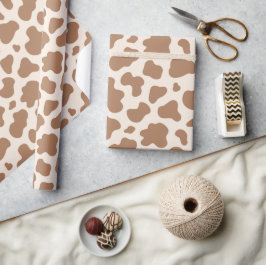 Papel De Presente Neutral Cow Print Western Cowboy Beige Brown