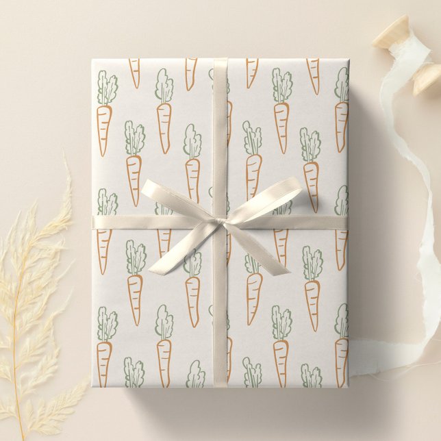 Papel De Presente Neutral Easter Pattern Carrot Spring Garden Beige (Criador carregado)