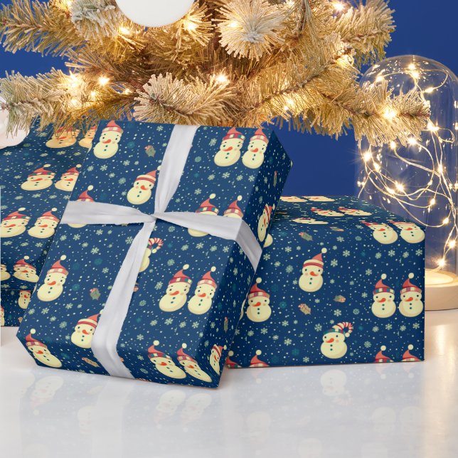 Papel De Presente Neve Bonita Flocos de Neve Azul Natal (Feriados)