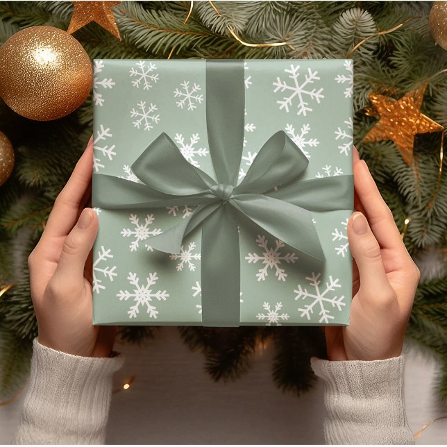 Papel De Presente Neve Branca Verde No Natal De Fundo (Criador carregado)