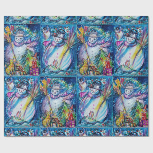 PAPEL DE PRESENTE NEVE COM OWL, ÁRVORE DE NATAL E BRINQUEDOS