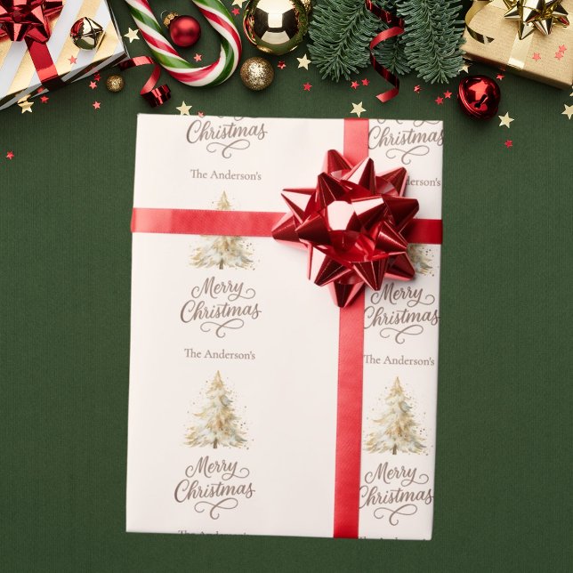 Papel De Presente Neve de árvore, mocha Natal (Criador carregado)