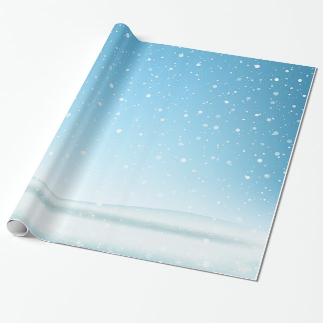 Papel De Presente Neve de Natal Decorânea com Glitter (Desenrolado)