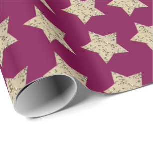 Papel De Presente Neve estrelas cintilantes em violeta