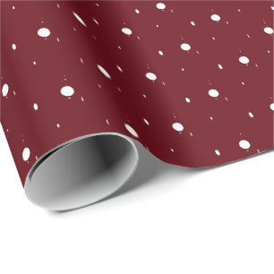 Papel De Presente Neve, Flocos Brancos de Neve, Inverno Burgundy