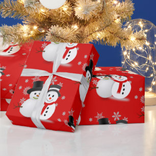 Papel De Presente Neve no Artesanato Vermelho de Natal ou