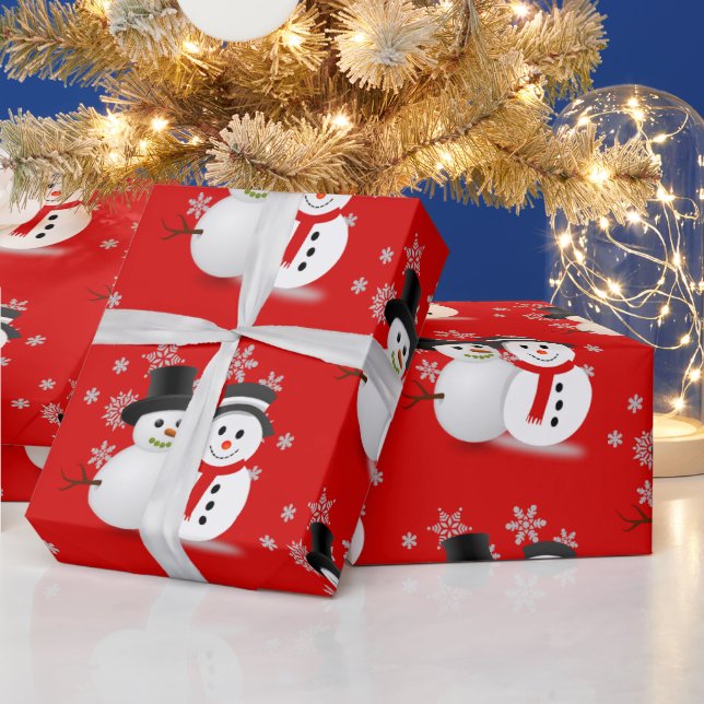 Papel De Presente Neve no Artesanato Vermelho de Natal ou (Feriados)