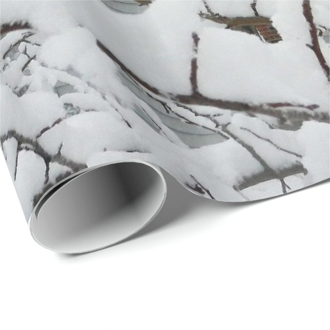 Papel De Presente NEVE no papel de envolvimento dos RAMOS (Ponta do rolo)