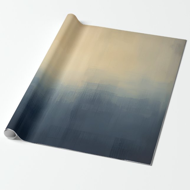 Papel de Presente Névoa Urbana Abstrata – Azul e B (Desenrolado)