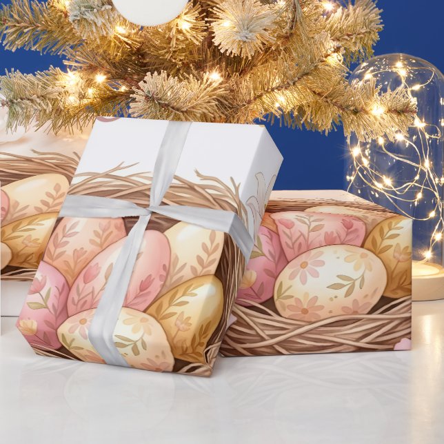 Papel De Presente Ninho de Páscoa com Ovos (Feriados)