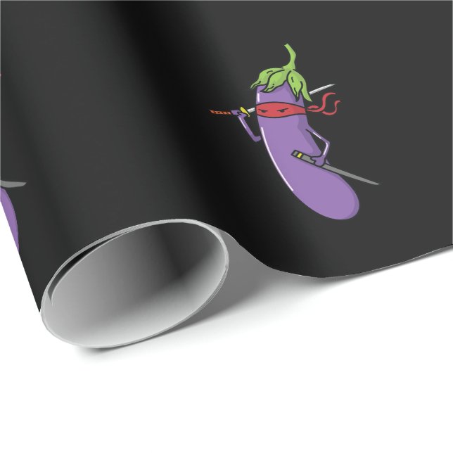 Papel De Presente Ninja Aubergine mit Schwert (Ponta do rolo)
