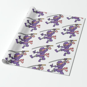 Papel De Presente Ninja de salto roxo customizável