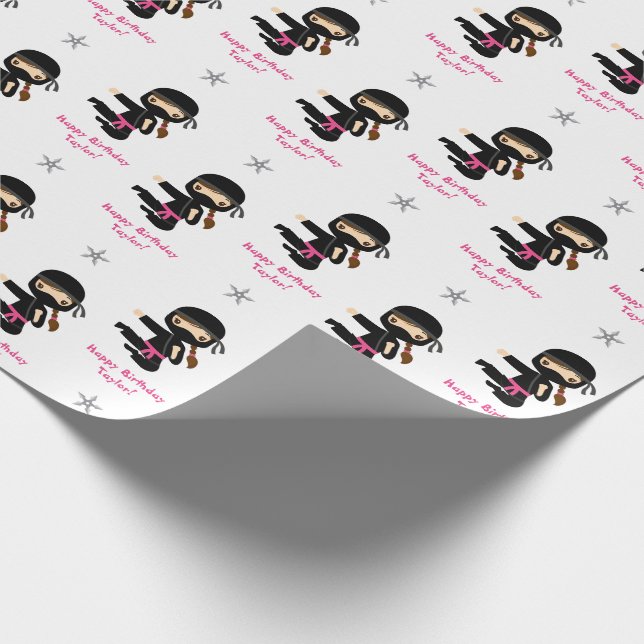 Papel De Presente Ninja Gift Wrap Girl Pink Black Personalizado (Ponta)