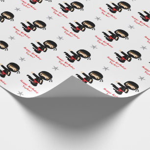 Papel De Presente Ninja Wrapting Paper Boy Personalized Red Black