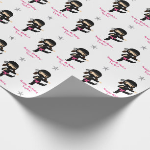 Papel De Presente Ninja Wrapting Paper Girl Pink Black Personalizado