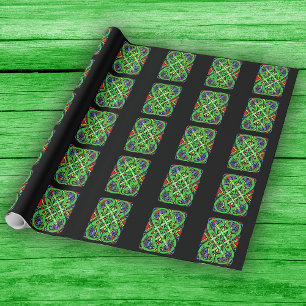 Papel De Presente Nó celta irlandês ornamentado colorido