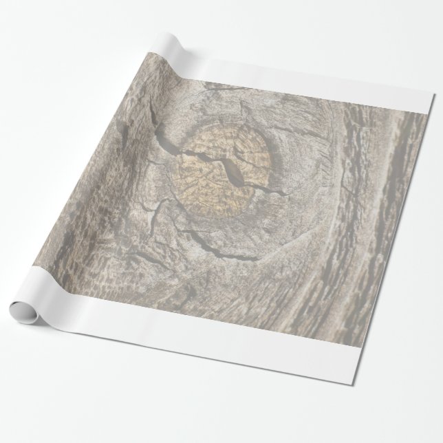 Papel De Presente Nó de madeira velha desbotada (Desenrolado)