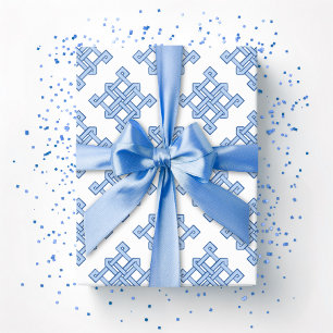 Papel De Presente Nó Infinito Diamante em Azul