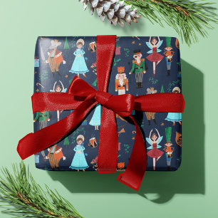 Papel De Presente Noel Feriado Azul Escuro Esmagador de Nozes Fofo