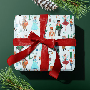 Papel De Presente Noel Festa Azul Pastel Quebra-Nozes Fofo