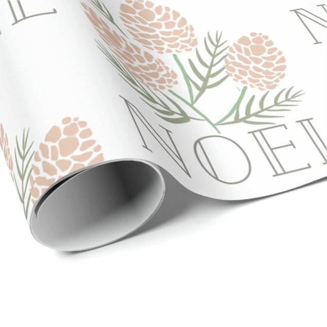 Papel De Presente NoEL Pine Cone White (Ponta do rolo)