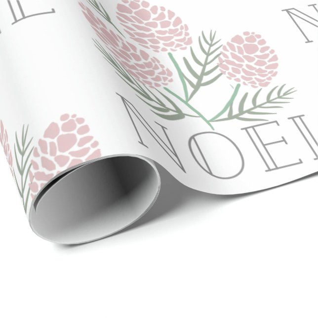 Papel De Presente NOEL Pink Cone Standard White (Ponta do rolo)