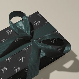 Papel De Presente Noir Padrão moderno das árvores