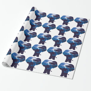 Papel De Presente Noite africana com elefante 4