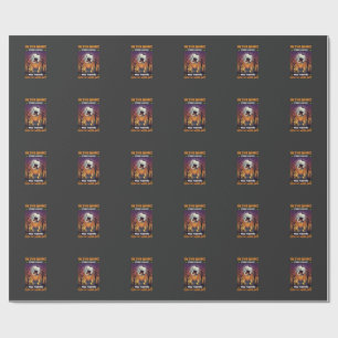 Papel De Presente Noite Cemitério Lua Chapéu Alto Abóbora de Hallowe