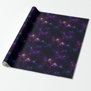Papel De Presente Noite com Céu Roxo e Preto