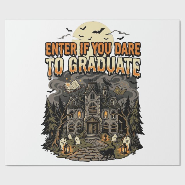 Papel De Presente Noite da Academia Assombrada de Halloween (Aberto)