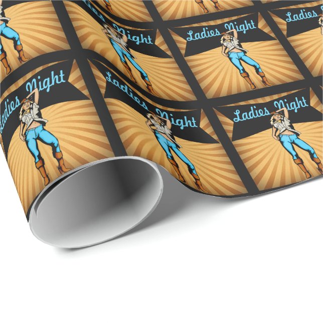 Papel De Presente Noite das Damas de Cowgirl Ocidentais (Ponta do rolo)