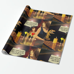 Papel De Presente Noite das Senhoras Divertidas com T-rex 
