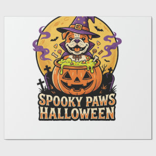 Papel De Presente Noite de Abóbora do Bulldog de Halloween