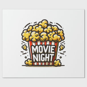 Papel De Presente Noite de Filme Delícia Pipoca Divertida