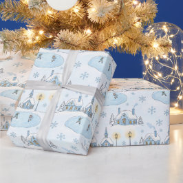Papel De Presente Noite de Natal na Cidade Nevada