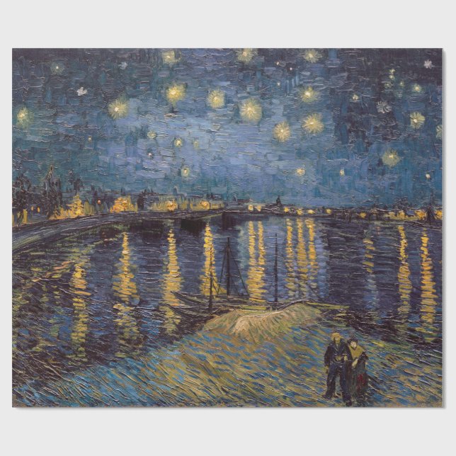 Papel De Presente Noite Estrelada sobre o Rio Ródano de Vincent Van  (Aberto)
