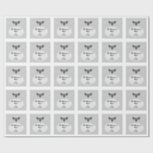 Papel De Presente Noiva Caveira de Mariposa Gótica – Elegância Sombr