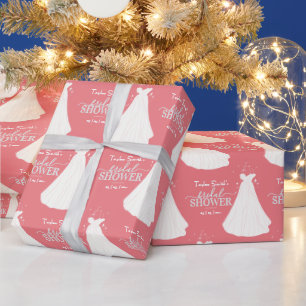 Papel De Presente Noiva Com Chá de panela Rosa De Vestido Longo