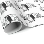 Papel De Presente noiva e noiva vintage<br><div class="desc">Noiva e noivo estão indo na lua de mel</div>