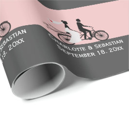 Papel De Presente Noiva e Noivo de Bicicleta Tandem Fofa no Casament
