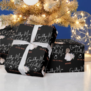 Papel De Presente Noiva Elegante Com Um Chá de panela Preto Buquê