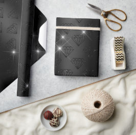 Papel De Presente Noiva Elegante Faísca Diamante Preto Engajamento