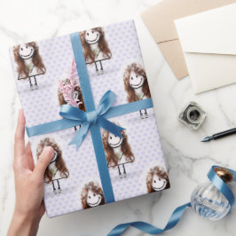 Papel De Presente Noiva Menina Palito de Sapato em Corações
