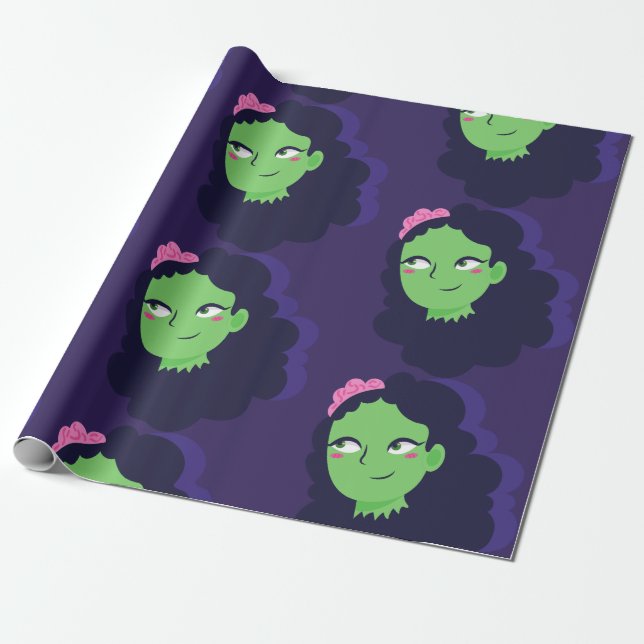 Papel De Presente noiva monstro de zombie de halloween morta (Desenrolado)